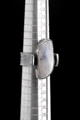 Lunar Sanctuary - Moonstone - Size 8 US - Large Brutalist Sterling Silver Ring
