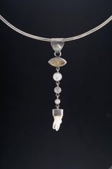 Sterling Silver Celestial Pendant: Opal, Labradorite, Moonstone & Quartz