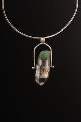 Celestial Spinner Pendant: Emerald, Opal, Tourmaline & Chlorite Quartz