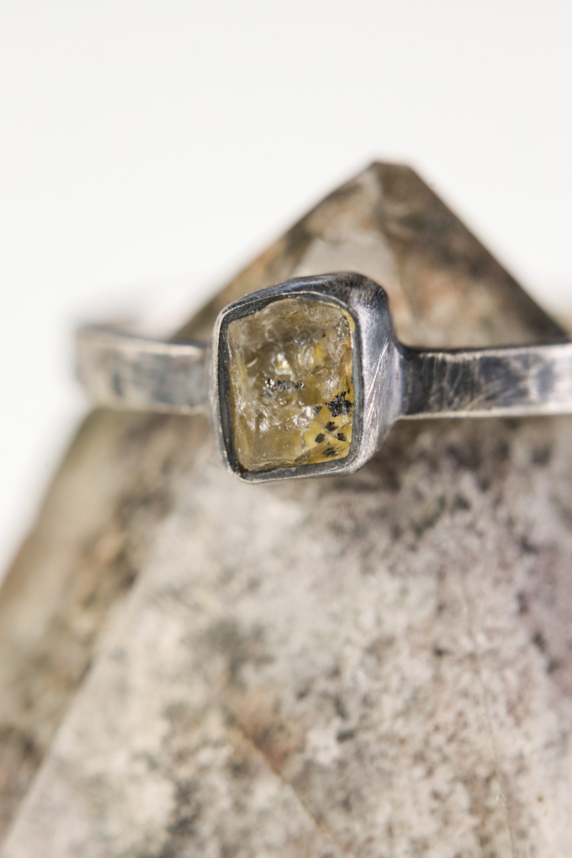 Lustrous Luminary - Sterling Silver Ring with Herkimer Diamond - Size 7 US - NO/02