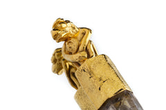 Gold-Plated Monkey Talisman Pendant: Lemurian Quartz, Crown Chakra