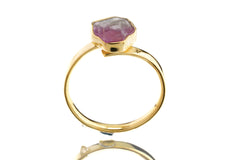 Watermelon Tourmaline Ring 16k Gold Plated 925 Sterling Silver Heart Chakra Libra Virgo Jewelry Gift Size 7 US