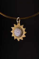Gold-Plated Brass Sun Pendant: Mother-of-Pearl Stone