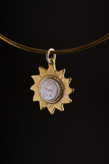 Gold-Plated Brass Sun Pendant: Mother-of-Pearl Stone