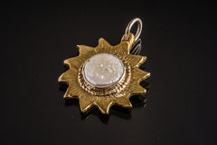 Gold-Plated Brass Sun Pendant: Mother-of-Pearl Stone