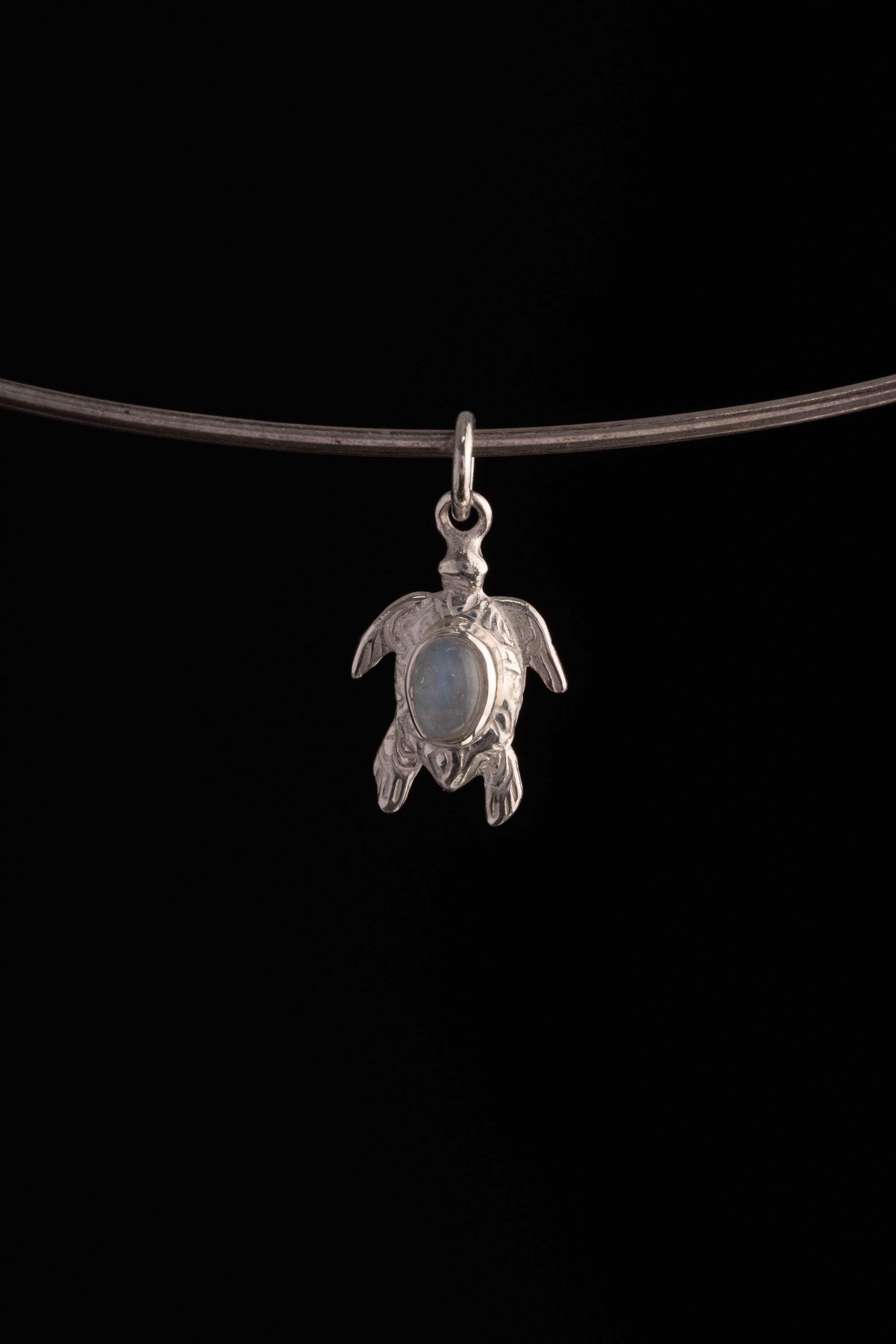 Moonstone Turtle Sterling Silver Hoop Earrings, Convertible Pendant
