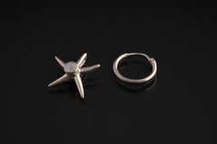 Sterling Silver Starfish Hoop Earrings, Blue Moonstone Pendant