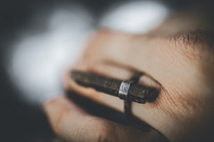 Torrington Whisper Smoky Citrine ring shown on hand with raw crystal setting.