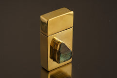 Raw Labradorite Brass Matchbox: Antique Keepsake Box