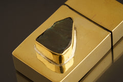 Raw Labradorite Brass Matchbox: Antique Keepsake Box