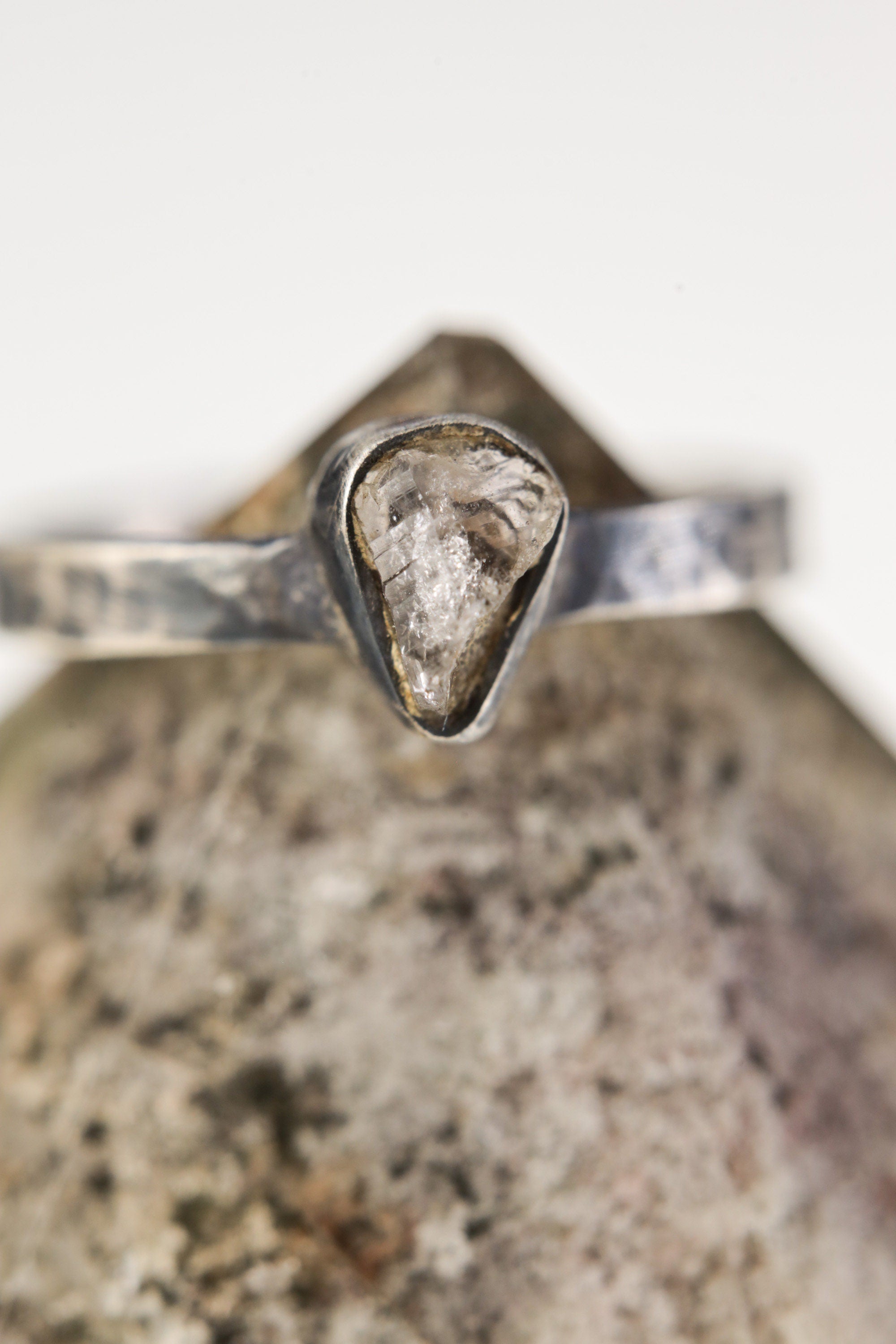 Lustrous Luminary - Sterling Silver Ring with Herkimer Diamond - Size 4 US - NO/07