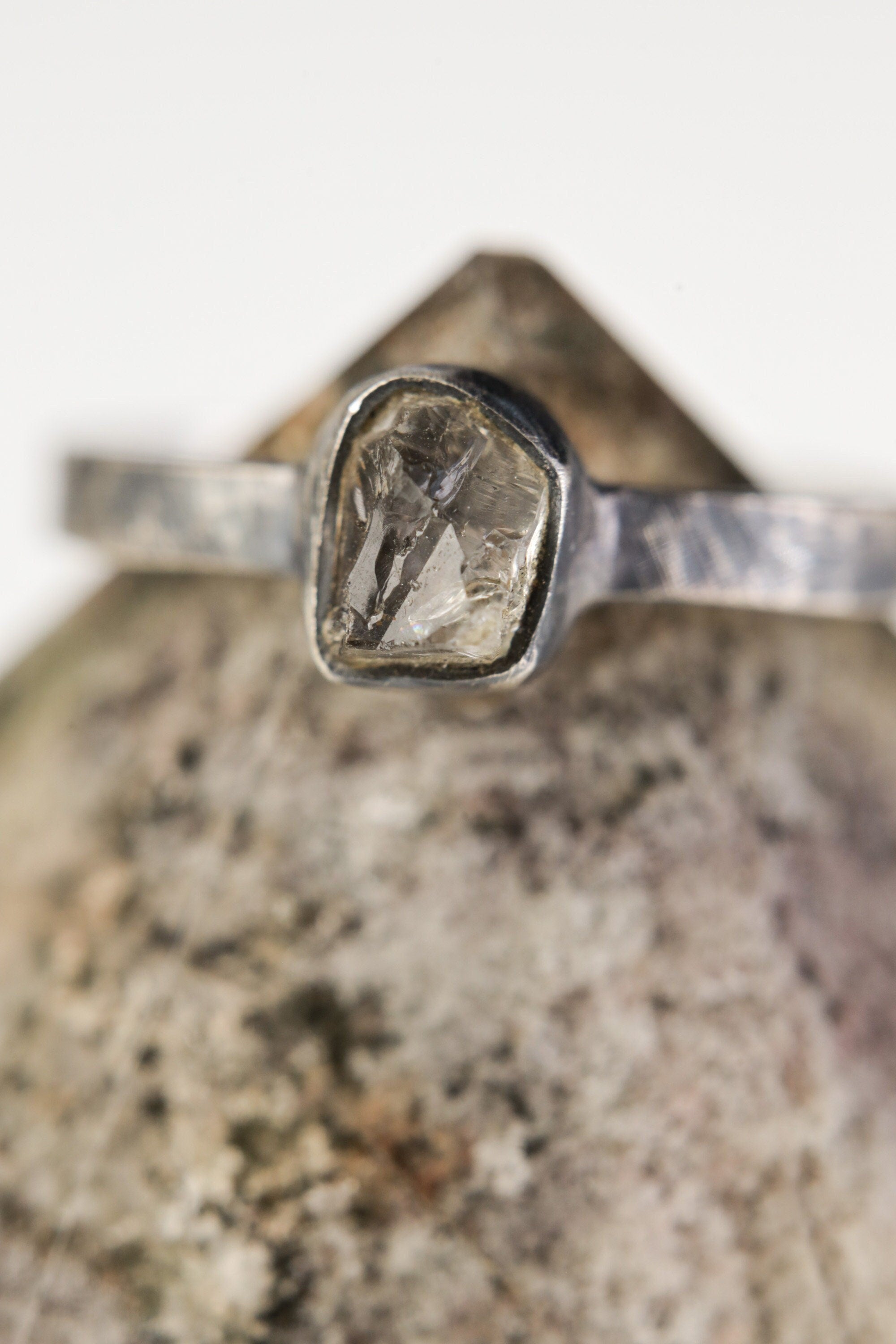 Lustrous Luminary - Sterling Silver Ring with Herkimer Diamond - Size 6 1/2 US - NO/05