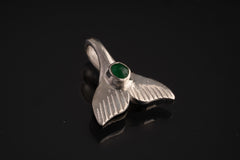 Emerald Hoop Earrings Mermaid Tail Pendant, 925 Silver, Multifunctional Jewelry, Ocean Energy, Healing Stone, Gemini & Heart Chakra