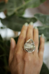 Green Amethyst Ring 925 Sterling Silver Adjustable Waved Bezel Prasiolite Heart Chakra Nature Gift