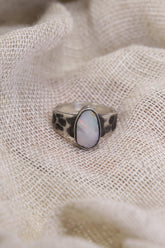 Oxidized Sterling Silver Lightning Ridge Opal Ring - Size 7