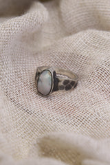 Oxidized Sterling Silver Lightning Ridge Opal Ring - Size 7