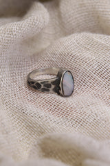 Oxidized Sterling Silver Lightning Ridge Opal Ring - Size 7