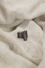 Adjustable Sterling Silver Ring: Vera Cruz Amethyst, Brush Textured