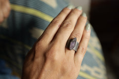 Adjustable Sterling Silver Ring: Vera Cruz Amethyst, Brush Textured