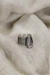 Adjustable Sterling Silver Vera Cruz Amethyst Ring - Brush Textured