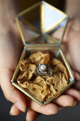 Vintage Brass & Glass Pentagon Jewelry Box: Ring Display
