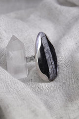 Adjustable Sterling Silver Fossil Ring: Unisex Size 5-12