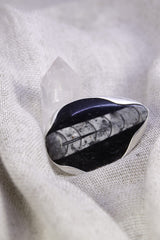 Adjustable Sterling Silver Fossil Ring: Unisex Size 5-12