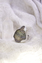 Adjustable Sterling Silver Ring: Green Amethyst, Unisex Size 5-12
