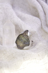 Green Amethyst Ring 925 Sterling Silver Adjustable Waved Bezel Prasiolite Heart Chakra Nature Gift