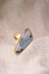 Gold Opal Ring 925 Sterling Silver Adjustable Ring 18k Gold Plated Textured Band Crown Chakra Jewelry Gift