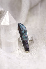 Adjustable Sterling Silver Opal Ring - Textured Unisex Design