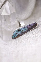 Opal Ring 925 Sterling Silver Adjustable Waved Bezel Textured Band October Birthstone Crown Chakra Gift