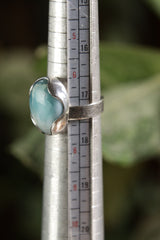 Adjustable Oval Larimar Sterling Silver Ring - Size 5-12
