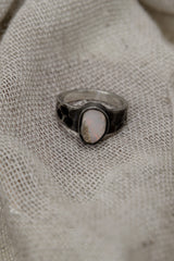 Lightning Ridge Opal Ring 925 Sterling Silver Australian Gem Opal Textured Band October Birthstone Jewelry Gift Size 6 - NO/02