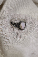 Lightning Ridge Opal Ring 925 Sterling Silver Australian Gem Opal Textured Band October Birthstone Jewelry Gift Size 6 - NO/02