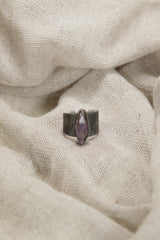 Adjustable Sterling Silver Ring: Vera Cruz Amethyst, Brush Textured