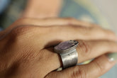 Adjustable Sterling Silver Ring: Vera Cruz Amethyst, Brush Textured