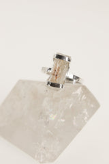 Ocean-Inspired Sterling Silver Ring with Australian Aquamarine, Hammered & Shiny Finish, Size 9 US, Silver Wrapped, Mermaid Vibes