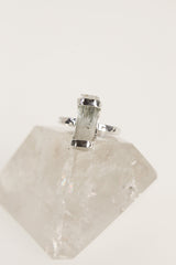 Raw Australian Aquamarine Ring: Hammered Sterling Silver, Size 6.5