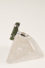 Austral Jade Sterling Silver Ring - Hammered Band, Shiny Finish - Size 6 3/2 US