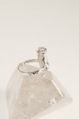 Tidal Elegance Raw Australian Ocean Kyanite Ring-Hammered & Shiny Finish - Sterling Silver Ring - Size 5 1/2 US