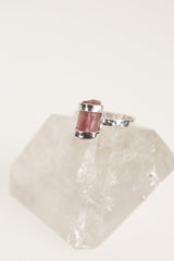 Raw Pink Tourmaline Ring: Hammered Sterling Silver, Size 6