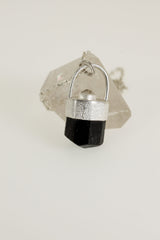 Sterling Silver Brown Dravite Tourmaline Pendant with Herkimer Diamond