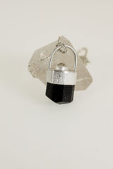 Sterling Silver Brown Dravite Tourmaline Pendant with Herkimer Diamond