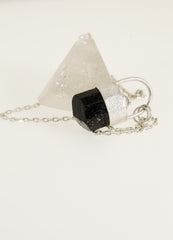 Sterling Silver Brown Dravite Tourmaline Pendant with Herkimer Diamond