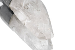 Oxidized Sterling Silver Clear Quartz Pendant: Brutalist Textured Crystal