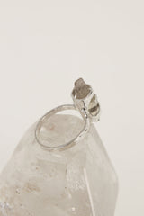 Australian Smoky Citrine Sterling Silver Ring Hugged in Silver, Size 7.5 US, Hammered & Shiny Finish for a Unique, Luxurious Look