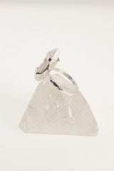 Hammered Sterling Silver Mother of Pearl Ring - Size 10 US