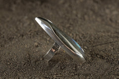 Teardrop Labradorite Ring 925 Sterling Silver Adjustable Waved Bezel Third Eye Chakra Aurora Flash Gift