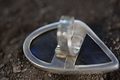 Adjustable Sterling Silver Labradorite Ring: Unisex Spiritual Jewelry